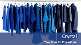  Presentation with clothing - Presentation theme enhanced with variety of female blue clothing background and a ocean colored foreground