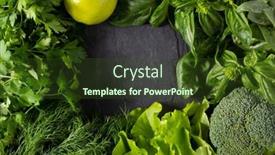  Presentation with green fresh food - PPT theme enhanced with variety-of-fresh-green-vegetables background and a tawny brown colored foreground