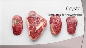  Presentation with steaks - Beautiful PPT theme featuring variety-of-fresh-raw-beef backdrop and a white colored foreground