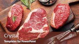  Presentation with cutting board - PPT layouts enhanced with variety-of-fresh-raw-beef background and a tawny brown colored foreground