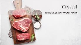  Presentation with steaks - Audience pleasing slide deck consisting of variety-of-fresh-raw-beef backdrop and a white colored foreground