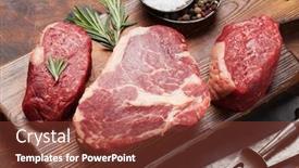  Presentation with steaks - Slide deck featuring variety-of-fresh-raw-beef background and a tawny brown colored foreground