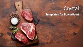  Presentation with cutting board - Amazing theme having variety-of-fresh-raw-beef backdrop and a tawny brown colored foreground