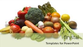  Presentation with fruits - Theme having variety-of-fruits-and-vegetables background and a yellow colored foreground