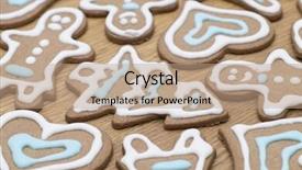  Presentation with gingerbread - Slide deck having variety of gingerbread cookies fresh from the oven background and a coral colored foreground