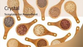  Presentation with rice grains - Cool new PPT theme with variety of gluten free grains backdrop and a coral colored foreground