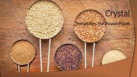  Presentation with rice grains - PPT theme enhanced with variety of gluten free grains background and a coral colored foreground