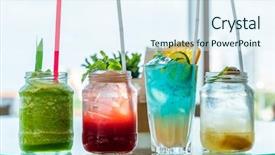  Presentation with cranberry juice - PPT theme featuring variety of iced fruit juice background and a sky blue colored foreground