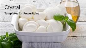  Presentation with italian - Presentation theme with variety of italian buffalo mozzarella background and a white colored foreground