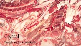  Presentation with meat food - Theme consisting of variety of meat scraps background and a coral colored foreground