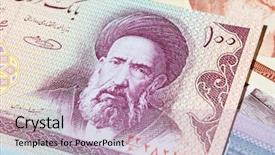  Presentation with middle east demographic - Theme enhanced with variety of middle east banknotes background and a  colored foreground