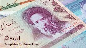  Presentation with river in the middle east - Audience pleasing PPT theme consisting of variety of middle east banknotes backdrop and a  colored foreground