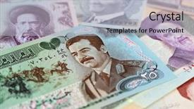 Presentation with middle east - Slide set featuring variety of middle east banknotes background and a light gray colored foreground