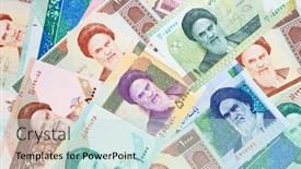  Presentation with middle east - PPT layouts enhanced with variety-of-middle-east-banknotes background and a soft green colored foreground