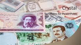  Presentation with middle east map countries - Amazing PPT theme having variety of middle east banknotes backdrop and a lemonade colored foreground