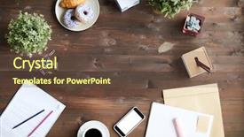  Presentation with stationary - Colorful PPT theme enhanced with variety of objects and stationary backdrop and a tawny brown colored foreground