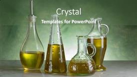  Presentation with olive oil bottle - Audience pleasing slide set consisting of variety of olive oil bottle backdrop and a ocean colored foreground