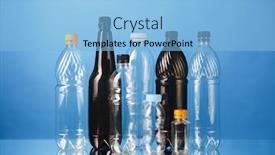  Presentation with plastic bottles and ocean - Presentation design having variety of plastic bottles on blue background background and a light blue colored foreground