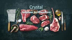  Presentation with meat beef - PPT layouts having variety-of-raw-beef-meat background and a tawny brown colored foreground