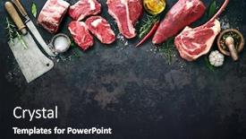  Presentation with meat beef - Slide deck enhanced with variety-of-raw-beef-meat background and a dark gray colored foreground