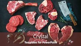  Presentation with raw meat - Audience pleasing PPT layouts consisting of variety-of-raw-cuts backdrop and a tawny brown colored foreground