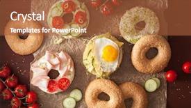  Presentation with avocado - Slides enhanced with variety of sandwiches on bagels background and a red colored foreground