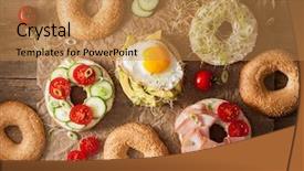  Presentation with avocado - Beautiful slides featuring variety of sandwiches on bagels backdrop and a coral colored foreground
