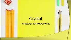  Presentation with vertical - Cool new presentation design with variety of school supplies arranged around a sheet of blank yellow paper vertical format with copy space backdrop and a yellow colored foreground