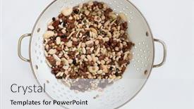  Presentation with long beans - Presentation theme enhanced with variety-of-soaked-dried-beans background and a white colored foreground