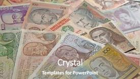  Presentation with banknotes - Presentation theme having variety of south american banknotes background and a coral colored foreground