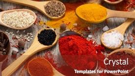  Presentation with spoon - PPT theme consisting of variety-of-spices-in-spoon background and a tawny brown colored foreground