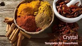  Presentation with spices - Audience pleasing theme consisting of variety of spices backdrop and a wine colored foreground