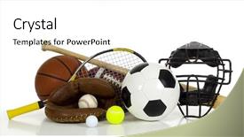  Presentation with ball sports - Presentation design consisting of variety of sports gear background and a white colored foreground