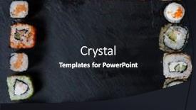  Presentation with asian food - PPT layouts with variety-of-sushi-with-wooden background and a dark gray colored foreground