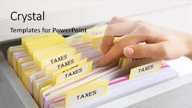  Presentation with tax - Colorful slides enhanced with variety of tax document backdrop and a sky blue colored foreground