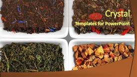  Presentation with tea variety - Slides enhanced with variety of tea leaves closeup background and a  colored foreground