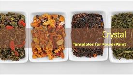  Presentation with tea variety - PPT theme featuring variety of tea leaves isolated background and a  colored foreground