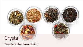  Presentation with tea variety - Slide deck enhanced with variety of tea leaves isolated background and a lemonade colored foreground