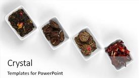  Presentation with tea variety - Amazing PPT theme having variety of tea leaves isolated backdrop and a white colored foreground