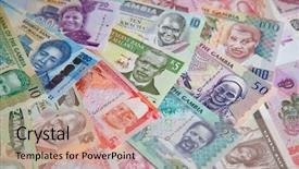  Presentation with african americans and food - Colorful slide deck enhanced with variety of the african banknotes backdrop and a coral colored foreground