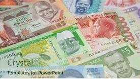  Presentation with banknotes - PPT theme featuring variety-of-the-african-banknotes background and a mint green colored foreground