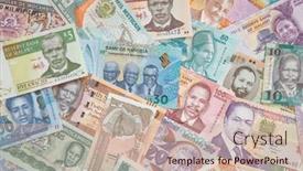  Presentation with marinated pickles variety preserving jars - Presentation design with variety-of-the-african-banknotes background and a soft green colored foreground