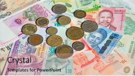  Presentation with african fabric - Slide deck having variety of the african banknotes background and a coral colored foreground