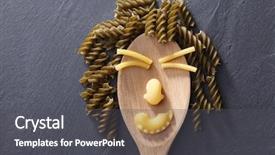  Presentation with human face - Audience pleasing presentation design consisting of variety of types and shapes of italian pasta form human face backdrop and a dark gray colored foreground