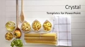  Presentation with pasta - Audience pleasing PPT layouts consisting of variety-of-types-and-shapes backdrop and a sky blue colored foreground