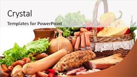  Presentation with close up shot - Presentation design having variety of sausage products close background and a white colored foreground