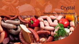  Presentation with shot - Audience pleasing presentation theme consisting of variety of sausage products close backdrop and a red colored foreground