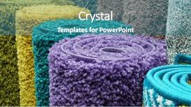  Presentation with roll fabric in store room - Audience pleasing slides consisting of variety selection rolled up rug backdrop and a teal colored foreground