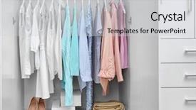  Presentation with patient clothes - Beautiful theme featuring variety show - collection of clothes hanging backdrop and a light gray colored foreground