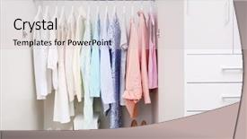  Presentation with clothing wooden clothes hanger object - Amazing slide set having variety show - collection of clothes hanging backdrop and a lemonade colored foreground